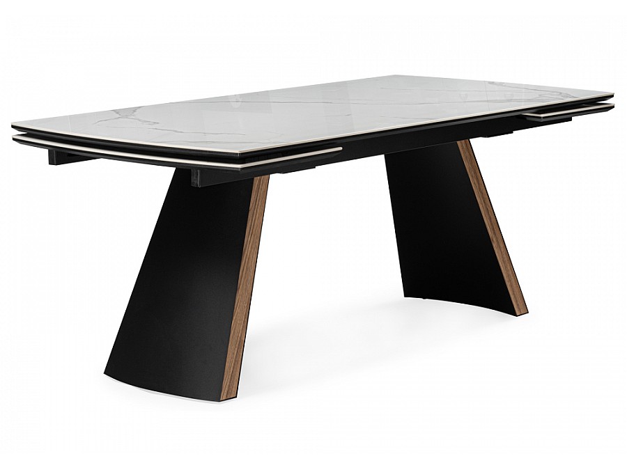 Симмонс 180(260)x90 statuario titan gloss / черный / орех дуб монтана