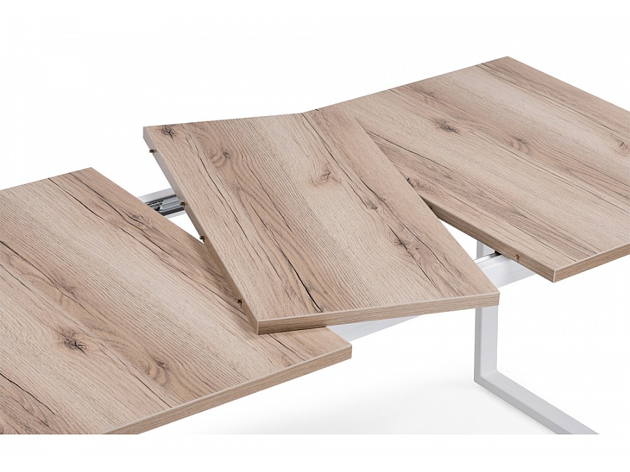 Стол деревянный Лота Лофт 120(160)х75х75 25 мм дуб делано светлый / матовый белый