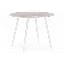 Стол деревянный Абилин 100 мрамор светло-серый / белый матовый