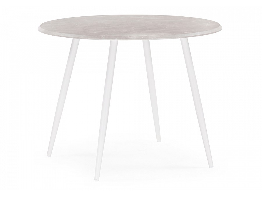 Стол деревянный Абилин 100 мрамор светло-серый / белый матовый