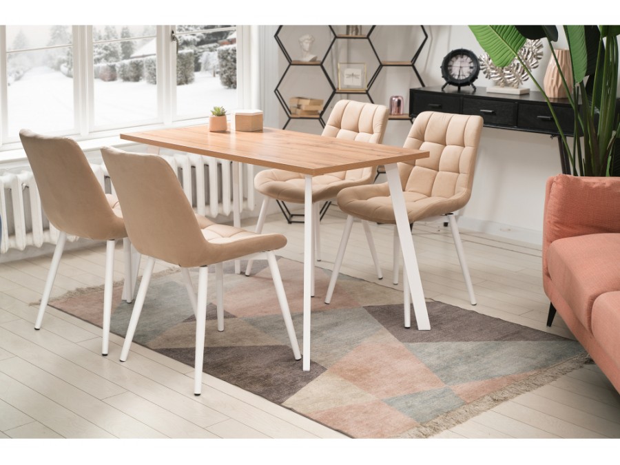 Стол деревянный Тринити Лофт 120x80x75 25 мм дуб вотан / белый матовый