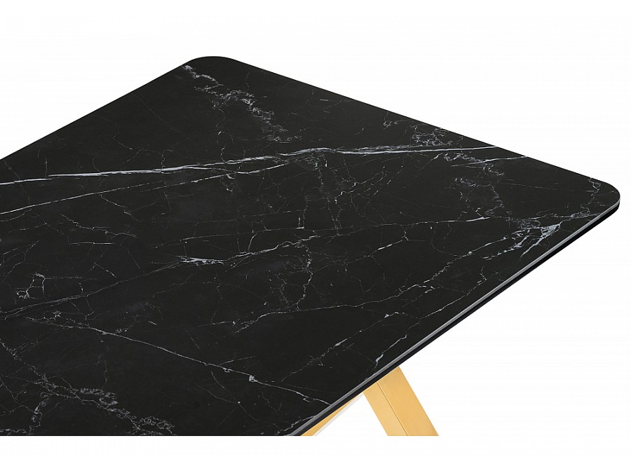Керамический стол Селена 3 160х90 черный мрамор / золото