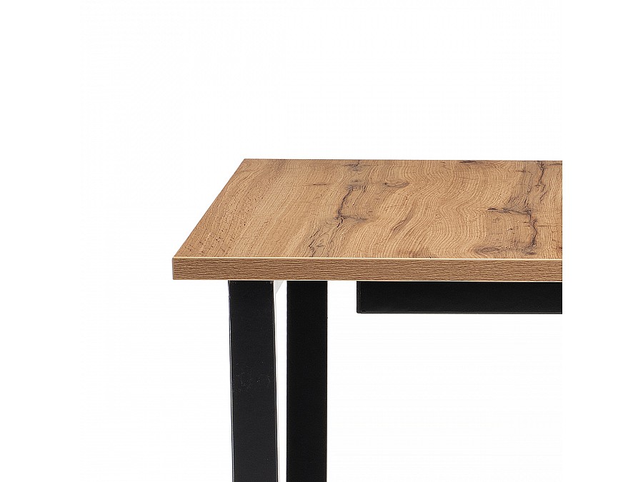 Стол деревянный раскладной Лота Лофт 120(160)х75х75 25 мм черный матовый / дуб вотан