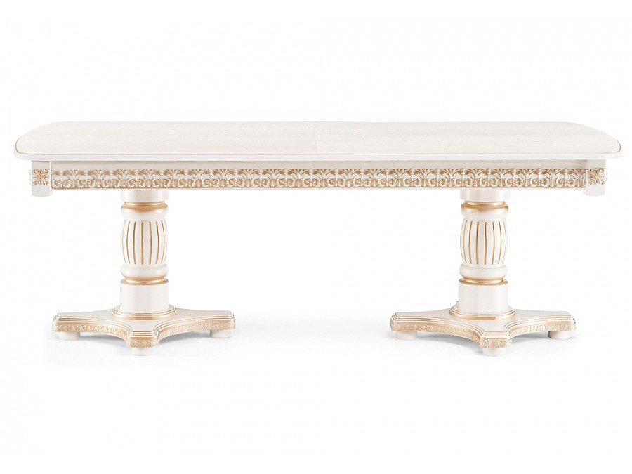 Стол деревянный Морнит 220(320)х110 слоновая кость / золото