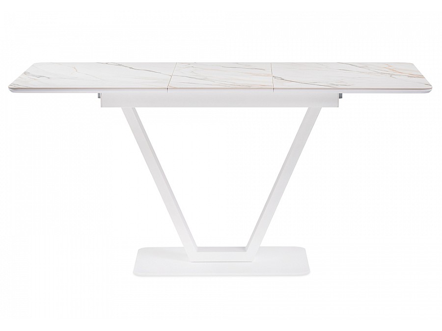 Керамический стол Бугун 120(160)х80х77 белый мрамор с прожилками / белый