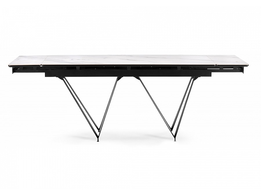 Керамический стол Марвин 160(220)х90х76 белый мрамор / черный