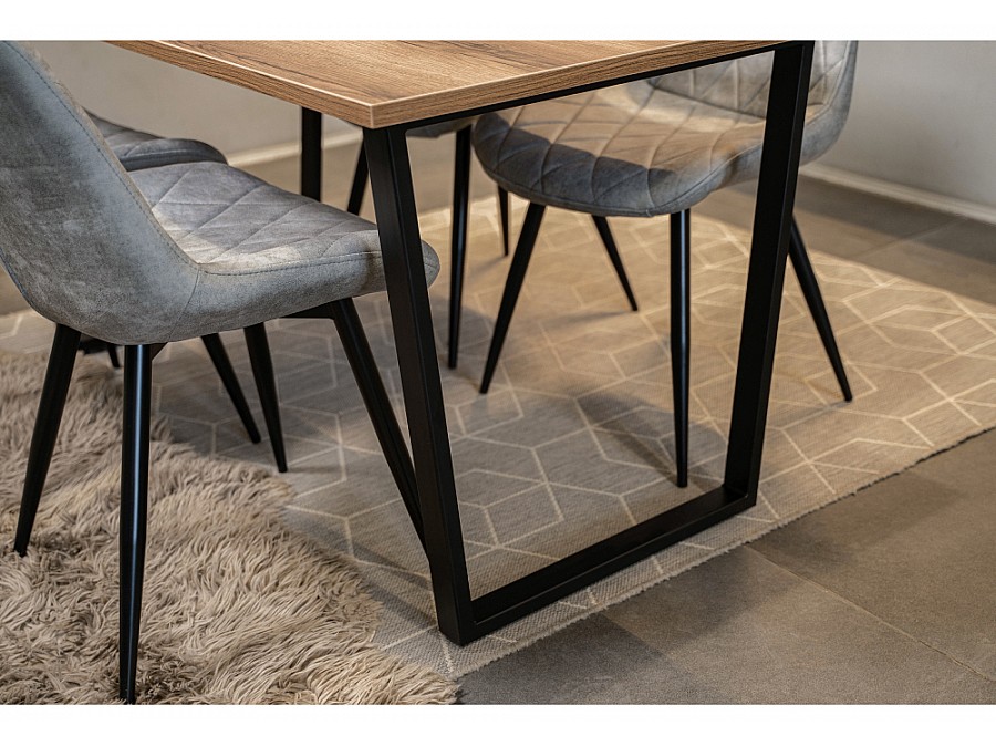 Стол деревянный Лота Лофт 140х80х75 25 мм дуб вотан / матовый черный