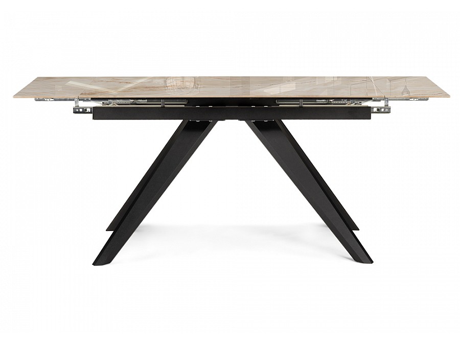 Керамический стол Морсби 140(200)х80х80 butterfly onyx beige / черный