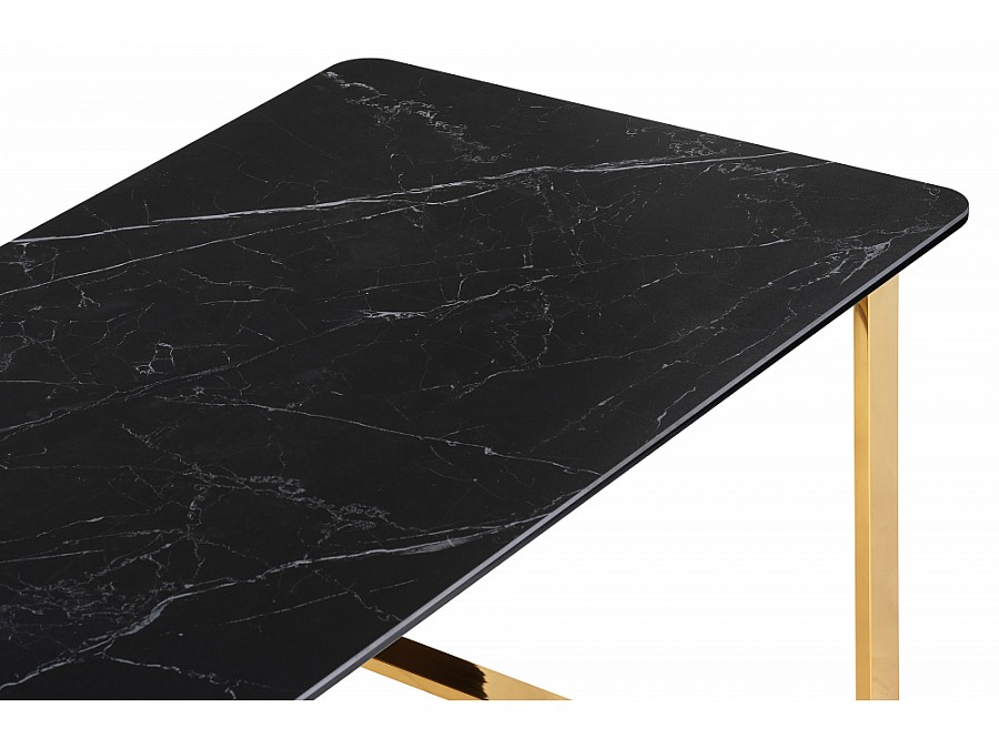 Керамический стол Селена 2 140х80 черный мрамор / золото