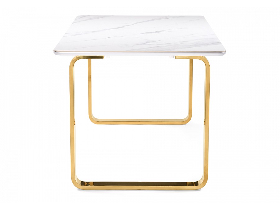 Керамический стол Селена 4 180х90х77 белый мрамор / золото