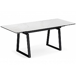 Керамический стол Джек 140(200)х80 белый мрамор alpin white / черный