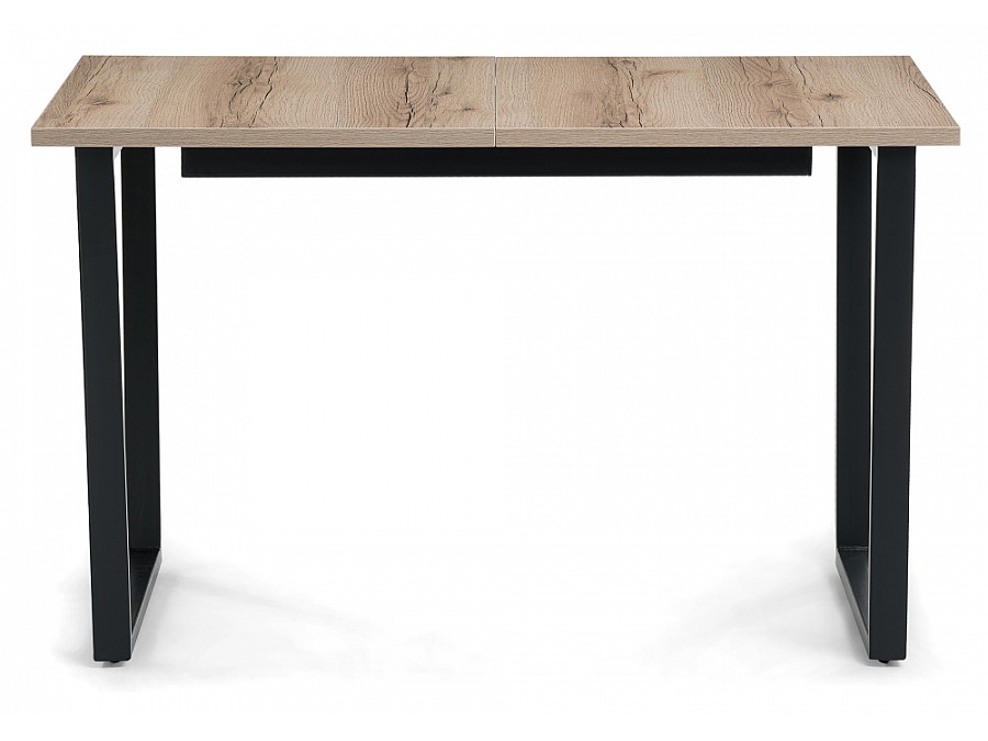 Стол деревянный раскладной Лота Лофт 120(160)х75х75 25 мм черный матовый / дуб делано светлый