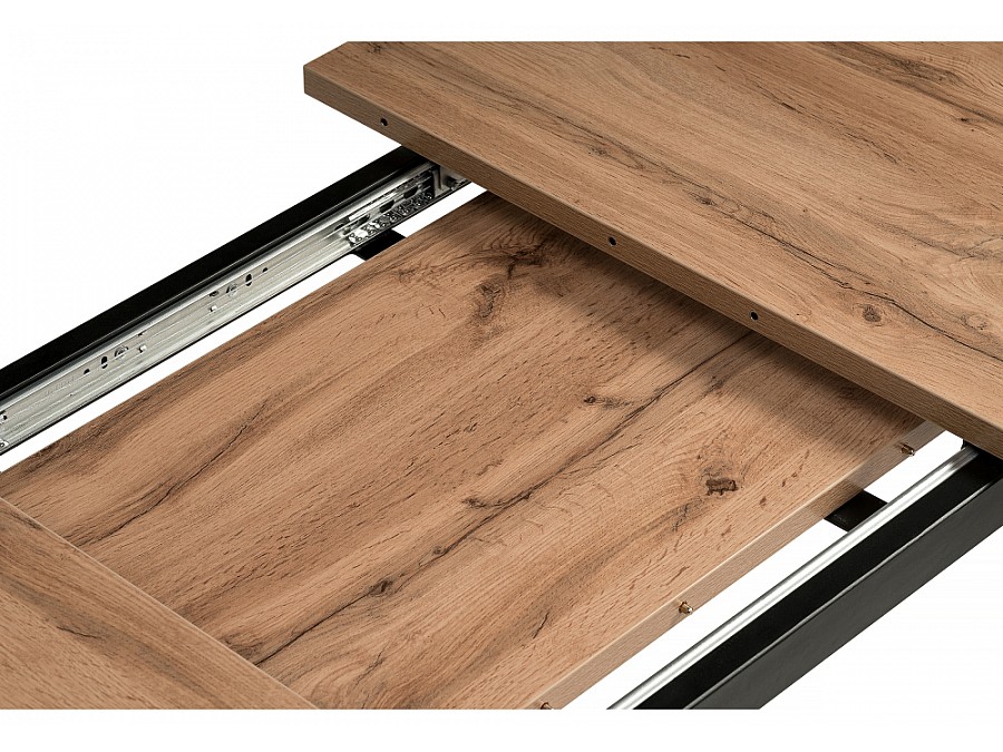 Стол деревянный раскладной Лота Лофт 120(160)х75х75 25 мм дуб делано темный / матовый черный