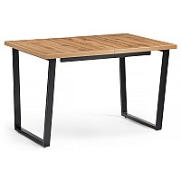 Стол деревянный раскладной Лота Лофт 120(160)х75х75 25 мм черный матовый / дуб вотан