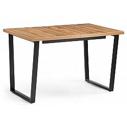 Стол деревянный раскладной Лота Лофт 120(160)х75х75 25 мм черный матовый / дуб вотан