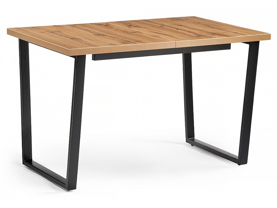 Стол деревянный раскладной Лота Лофт 120(160)х75х75 25 мм черный матовый / дуб вотан