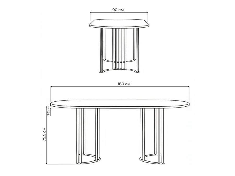 Хьюго О 160 х 90 белая шагрень пленка / золотые ноги