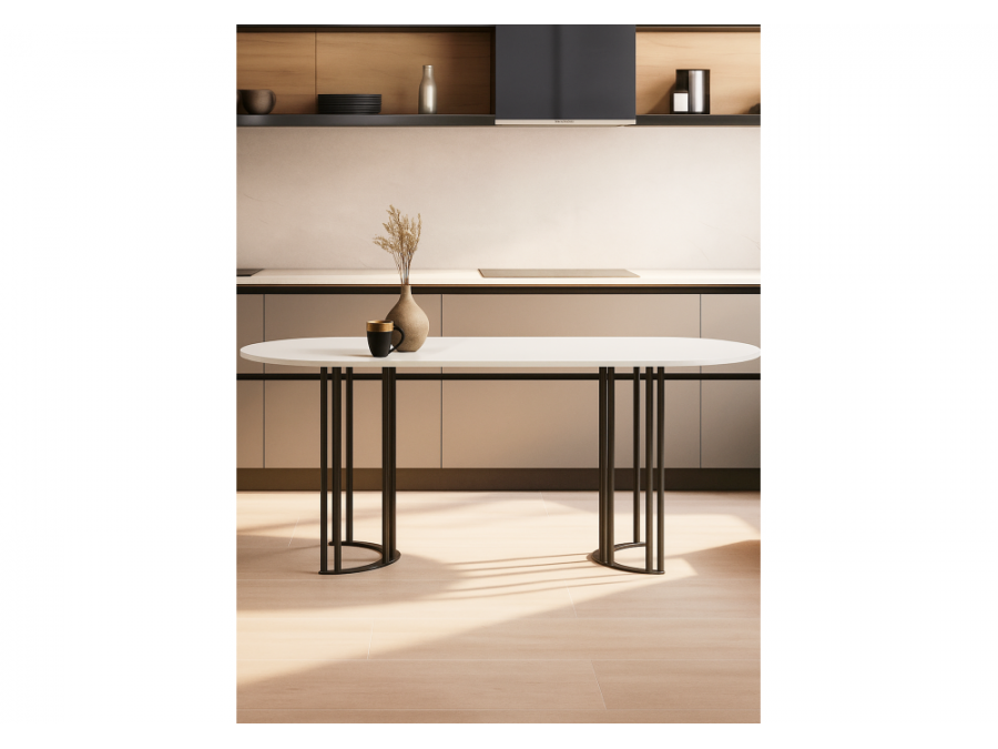 Хьюго О 180 х 90 белая шагрень пленка / черные ноги