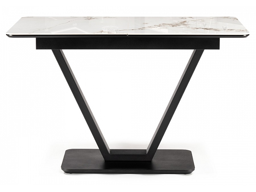 Керамический стол Бугун 120(160)х80х77 белый мрамор глняец / черный