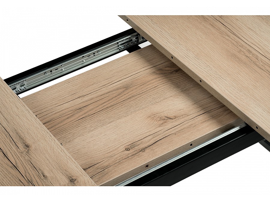 Стол деревянный раскладной Лота Лофт 120(160)х75х75 25 мм черный матовый / дуб делано светлый