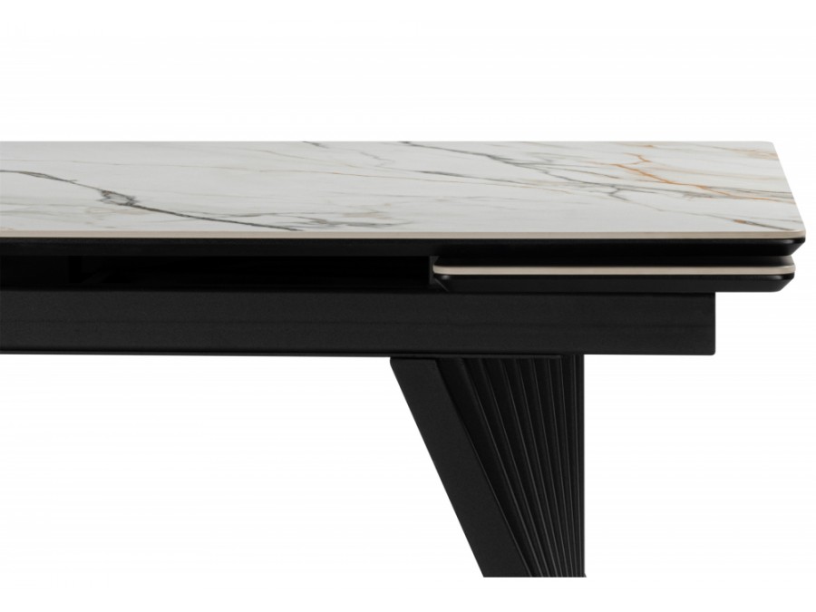 Вейв 160(220)х89 белый с прожилками gilt white / черный