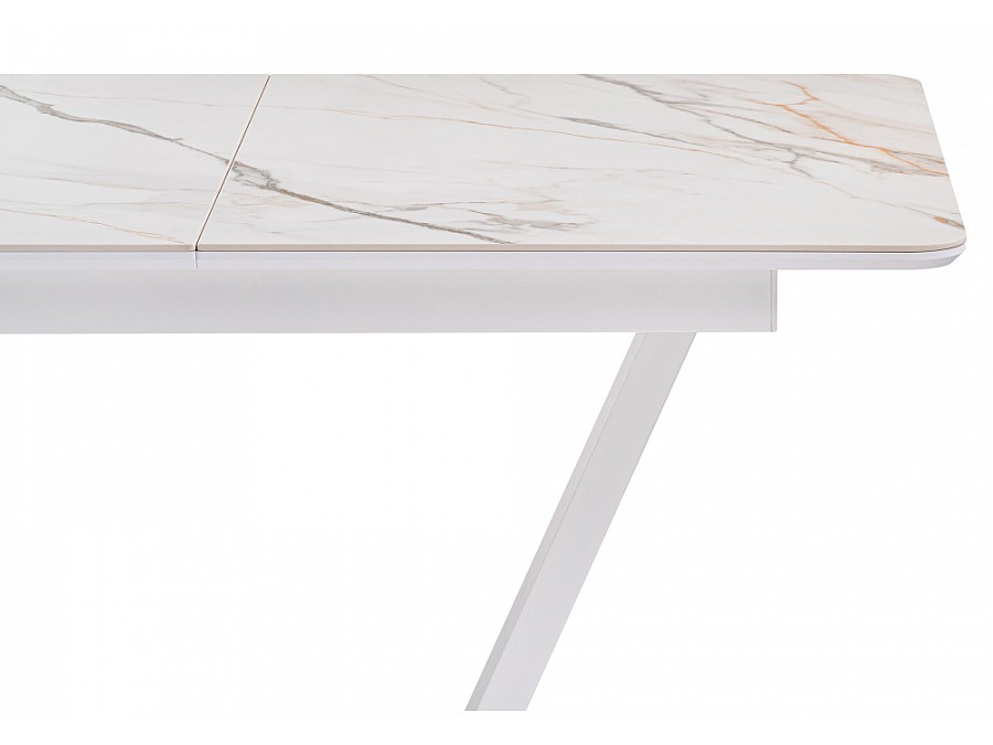 Керамический стол Бугун 120(160)х80х77 белый мрамор с прожилками / белый