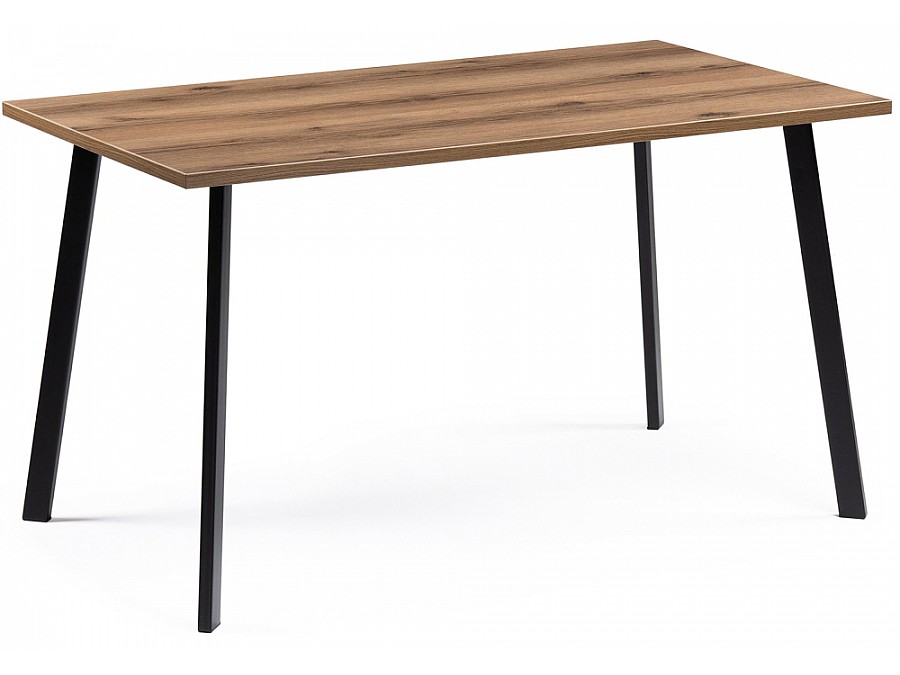 Стол деревянный Тринити Лофт 140x80x75 25 мм дуб делано темный / матовый черный