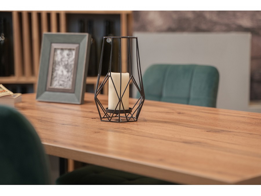 Стол деревянный Тринити Лофт 120х80х75 25 мм дуб делано темный / черный матовый