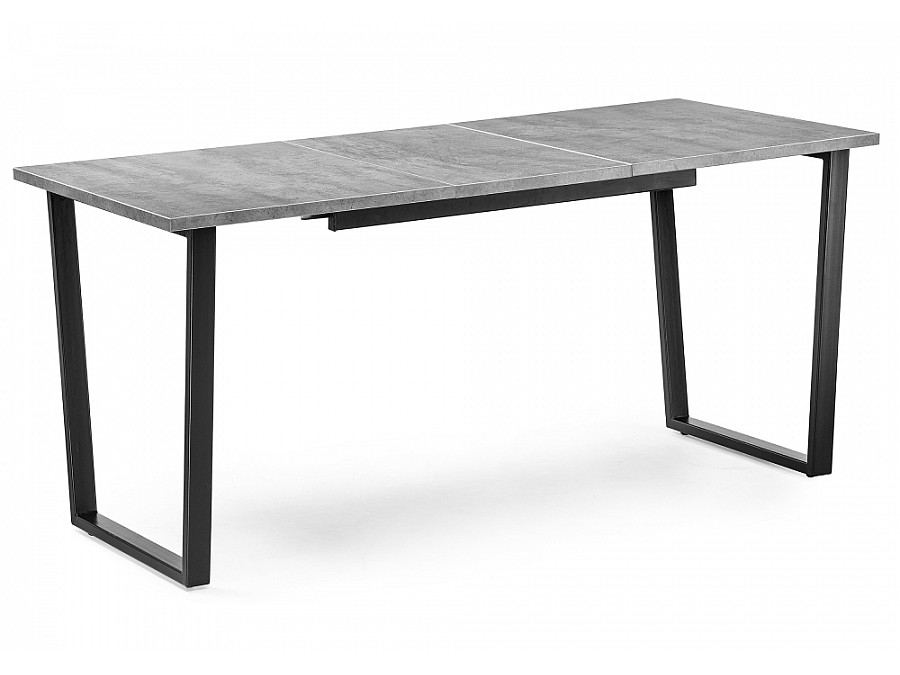 Стол деревянный раскладной Лота Лофт 120(160)х75х75 25 мм черный матовый / бетон
