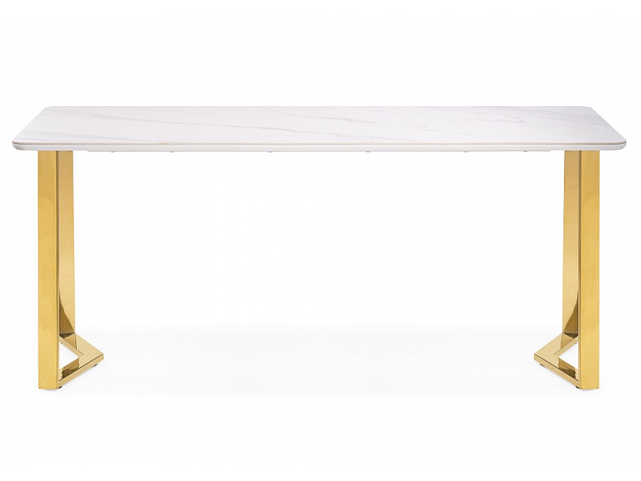 Керамический стол Селена 1 180х90х77 белый мрамор / золото