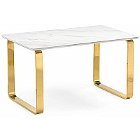 Керамический стол Селена 4 140х80х77 белый мрамор / золото