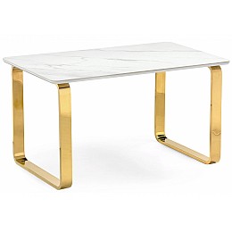 Керамический стол Селена 4 140х80х77 белый мрамор / золото