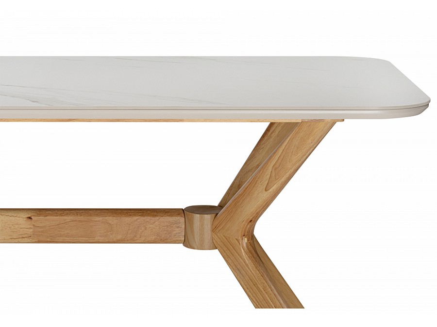 Unika 180x80 белый спеченный камень / светлое дерево