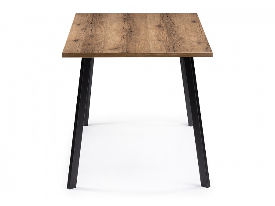 Стол деревянный Тринити Лофт 140x80x75 25 мм дуб делано темный / матовый черный