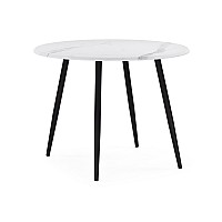 Стол деревянный Абилин 100 мрамор белый / черный матовый