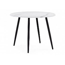 Стол деревянный Абилин 100 мрамор белый / черный матовый