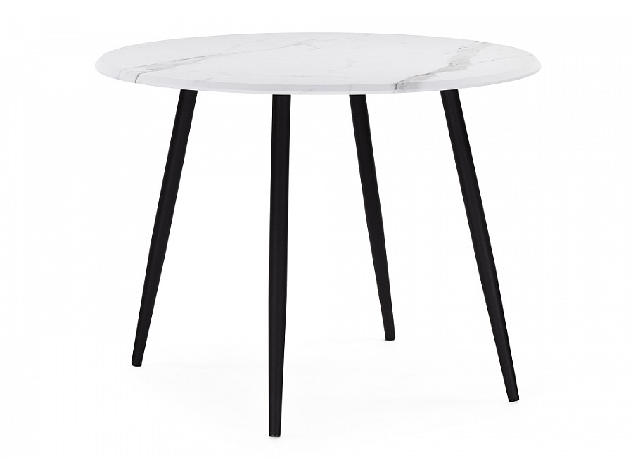 Стол деревянный Абилин 100 мрамор белый / черный матовый