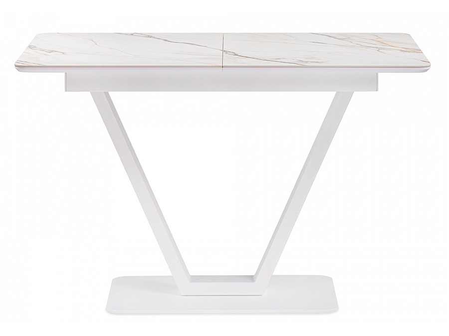 Керамический стол Бугун 120(160)х80х77 белый мрамор с прожилками / белый