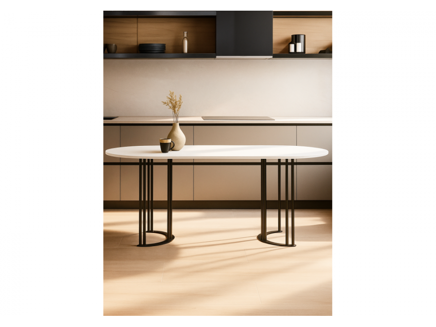 Хьюго О 200 х 90 белая шагрень пленка / черные ноги