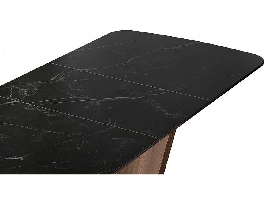 Керамический стол Петир 120(160)х80х75 черный мрамор / орех / черный