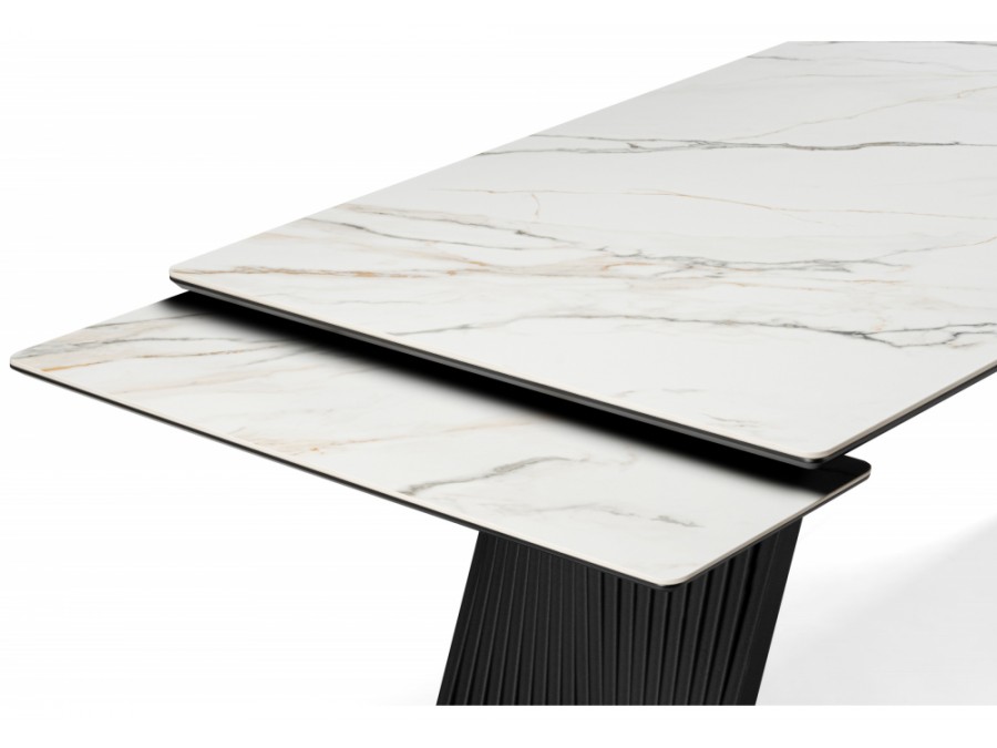 Вейв 160(220)х89 белый с прожилками gilt white / черный