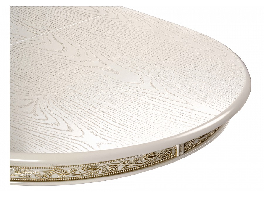 Стол деревянный Кантри 120(160)х80х75 слоновая кость с золотой патиной