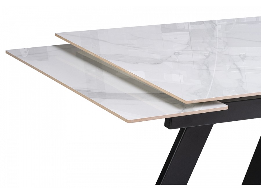 Керамический стол Невис 140(200)х80х76 creto statuario cara polished / черный