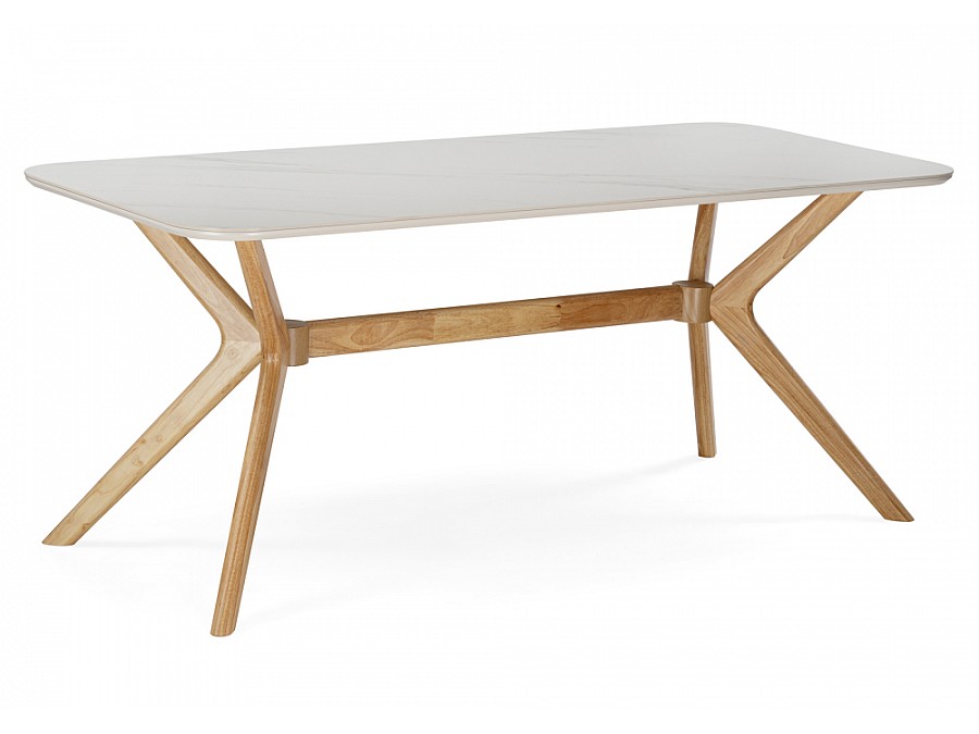 Unika 180x80 белый спеченный камень / светлое дерево