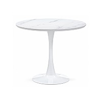 Керамический стол Тулип 90х73 белый мрамор / белый