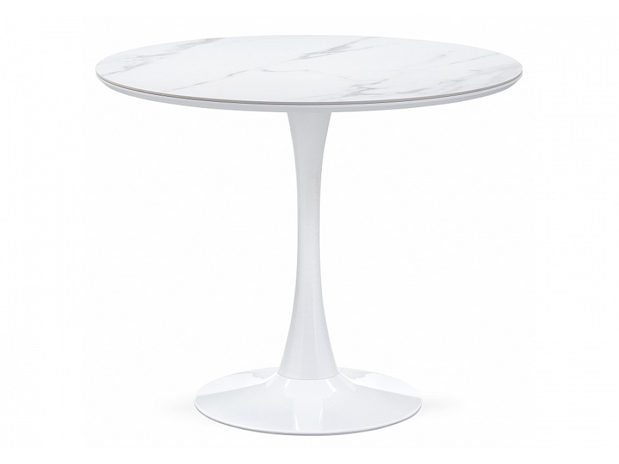 Керамический стол Тулип 90х73 белый мрамор / белый