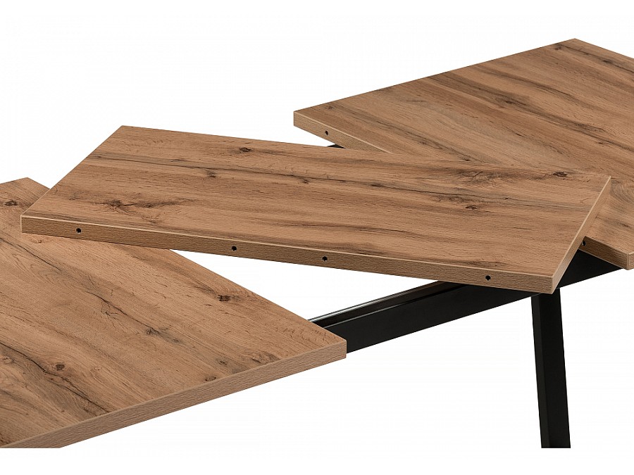 Стол деревянный раскладной Лота Лофт 120(160)х75х75 25 мм дуб делано темный / матовый черный