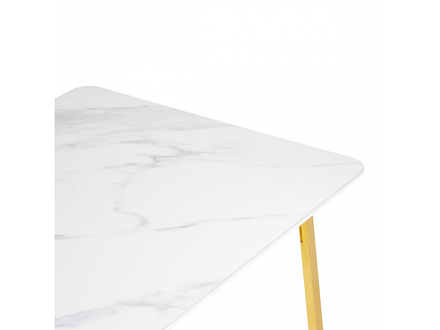 Керамический стол Селена 1 180х90х77 белый мрамор / золото