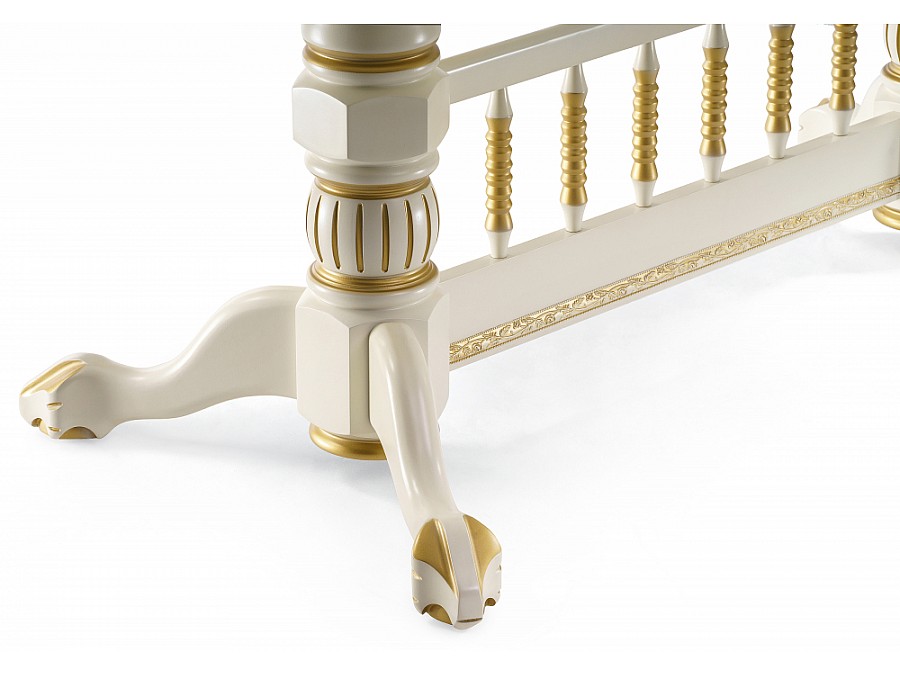 Стол деревянный Кантри 200(280)х107х79 слоновая кость / патина золото