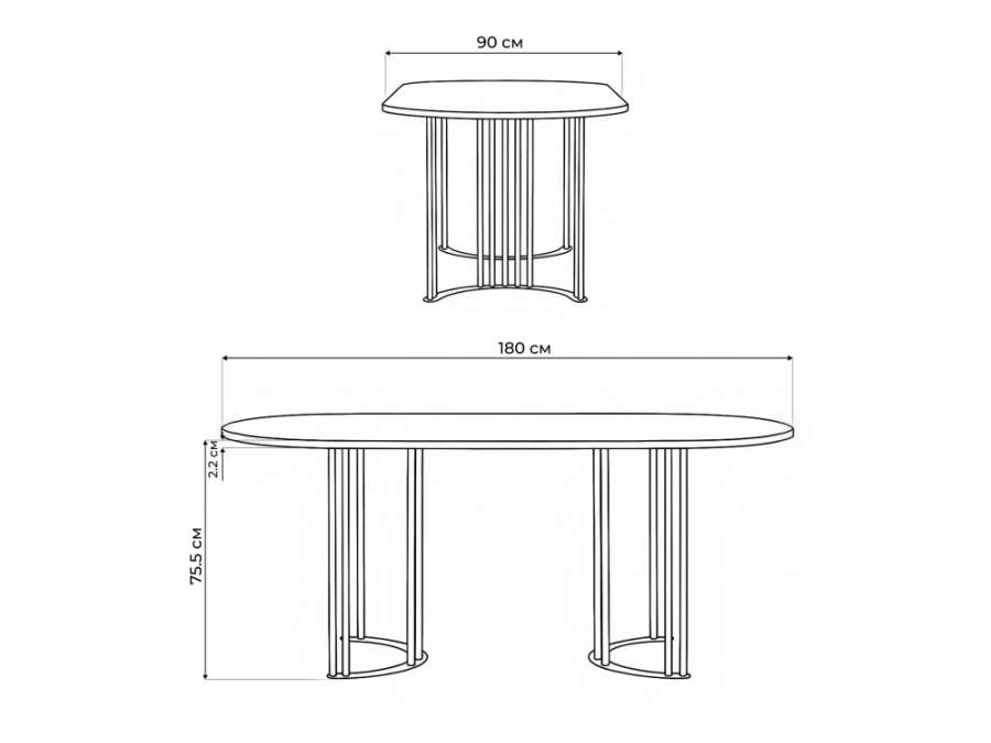 Хьюго О 180 х 90 белая шагрень пленка / золотые ноги
